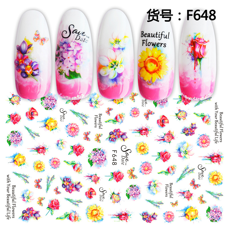 F648 Flower 3D Nail Sticker 