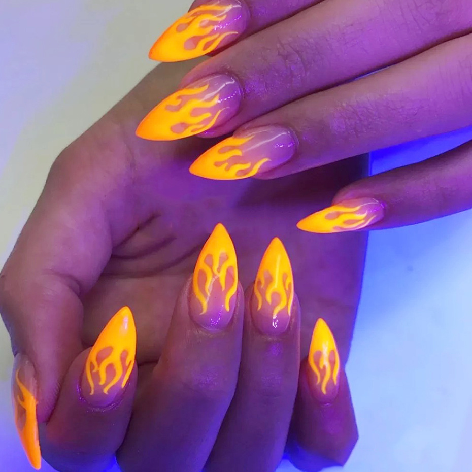 2021 New Fluorescent Flame Design Nail Transfer foil Sticker