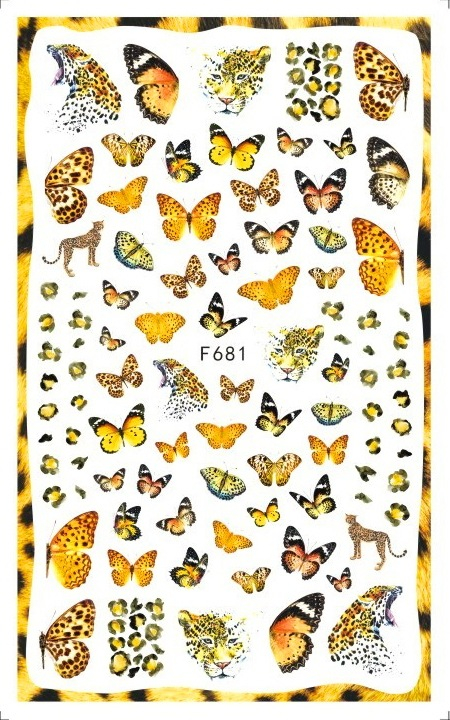 F681 Leopard Butterfly Self-adhesive Nail Art Sticker