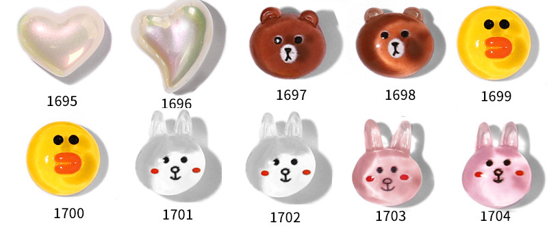 Cartoon Cute Rabbit Bear Rotatable Nail Decoration
