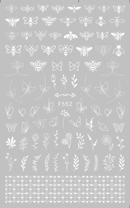 F552 4 Colors Gold Silver Black White 3D Self Adhesive Nail Art Sticker