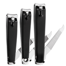 Matte Black Silver Stainless Steel Nail Clipper with file