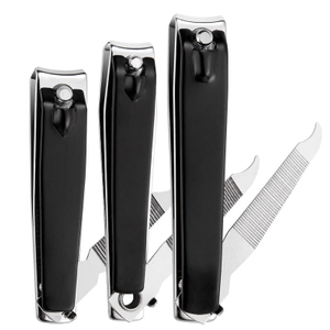 Matte Black Silver Stainless Steel Nail Clipper with file