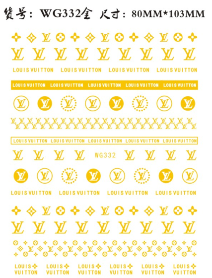 WG332 Logo Louis Vuitton Adhesive Nail 3D Sticker