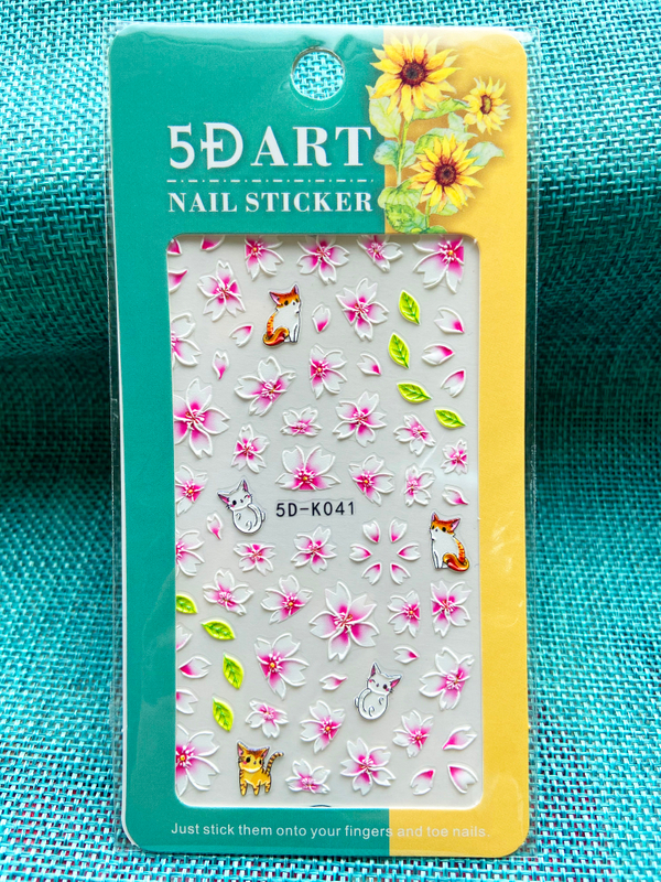 5D Embossed Spring Flower Nail Sticker