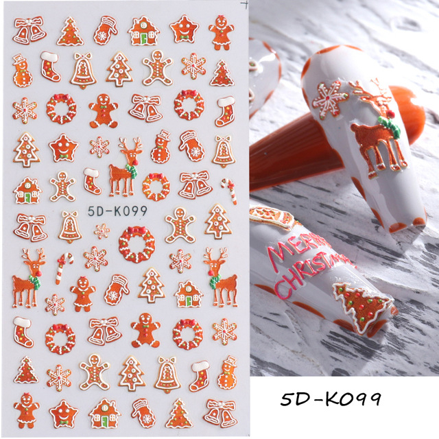 Merry Christmas 5D Embossed Nail Sticker