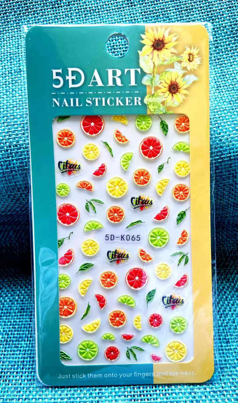 5D Embossed Fruit Lemon Berry Cherry Watermelon Nail Sticker