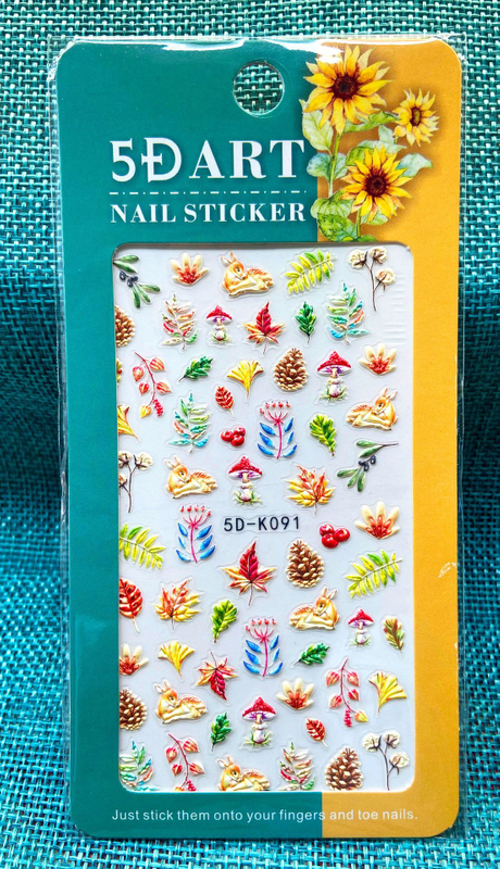 5D Embossed Autumn Nail Sticker