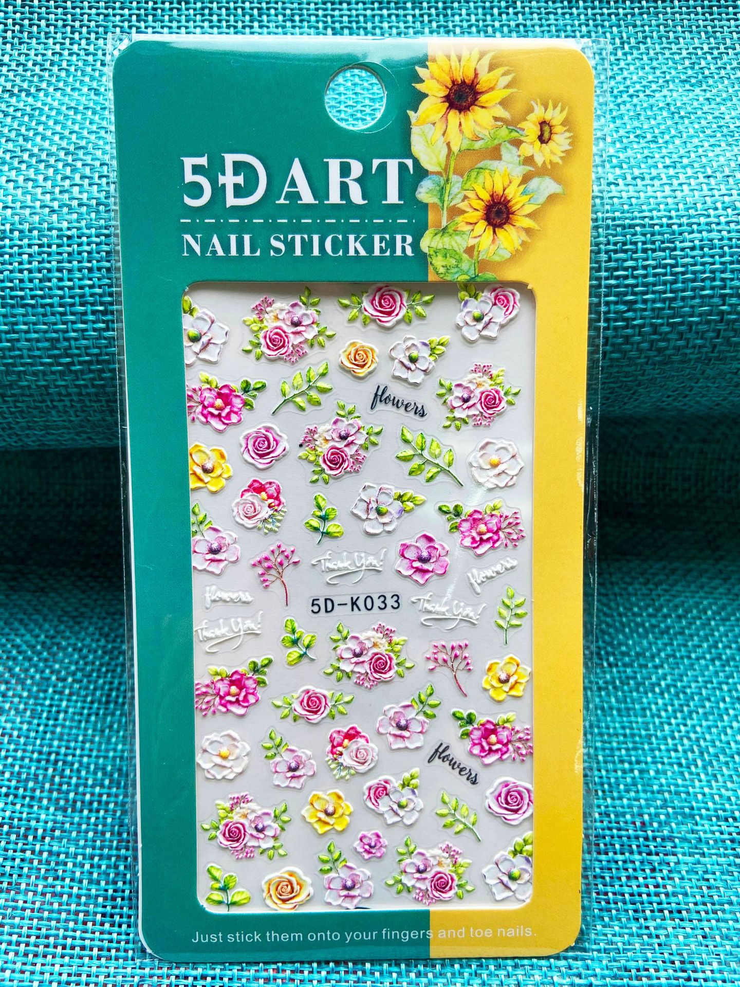 5D Embossed Spring Flower Butterfly Leaf Nail sticker