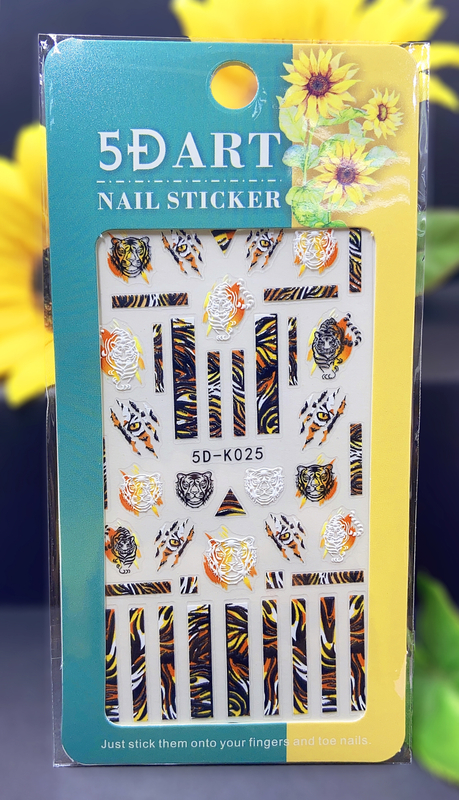 5D Embossed leopard Nail sticker