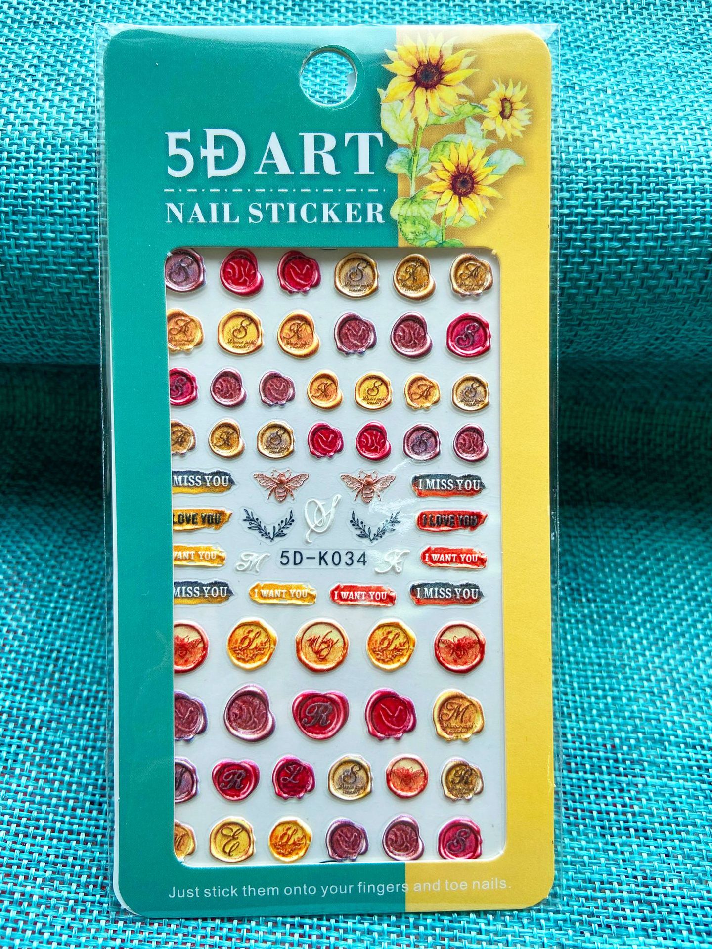5D Embossed Seal Wax Nail sticker