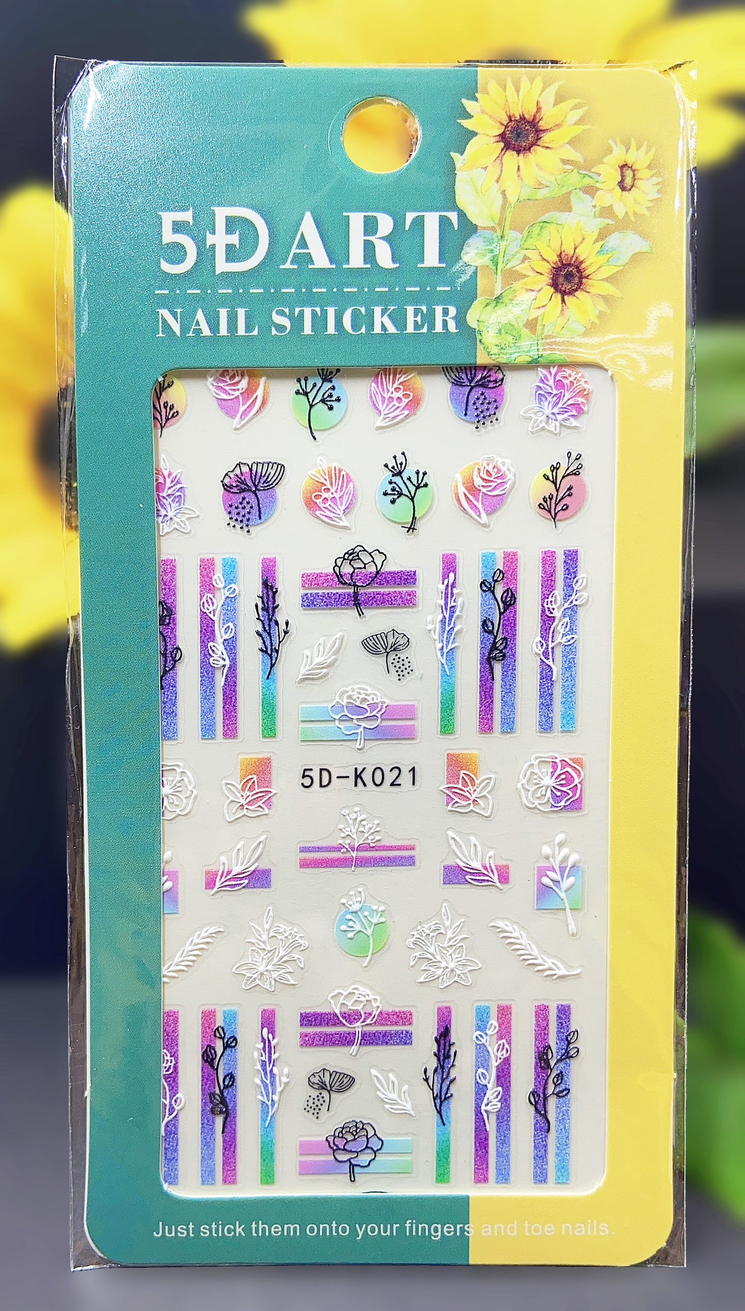 5D Embossed Flower Nail sticker