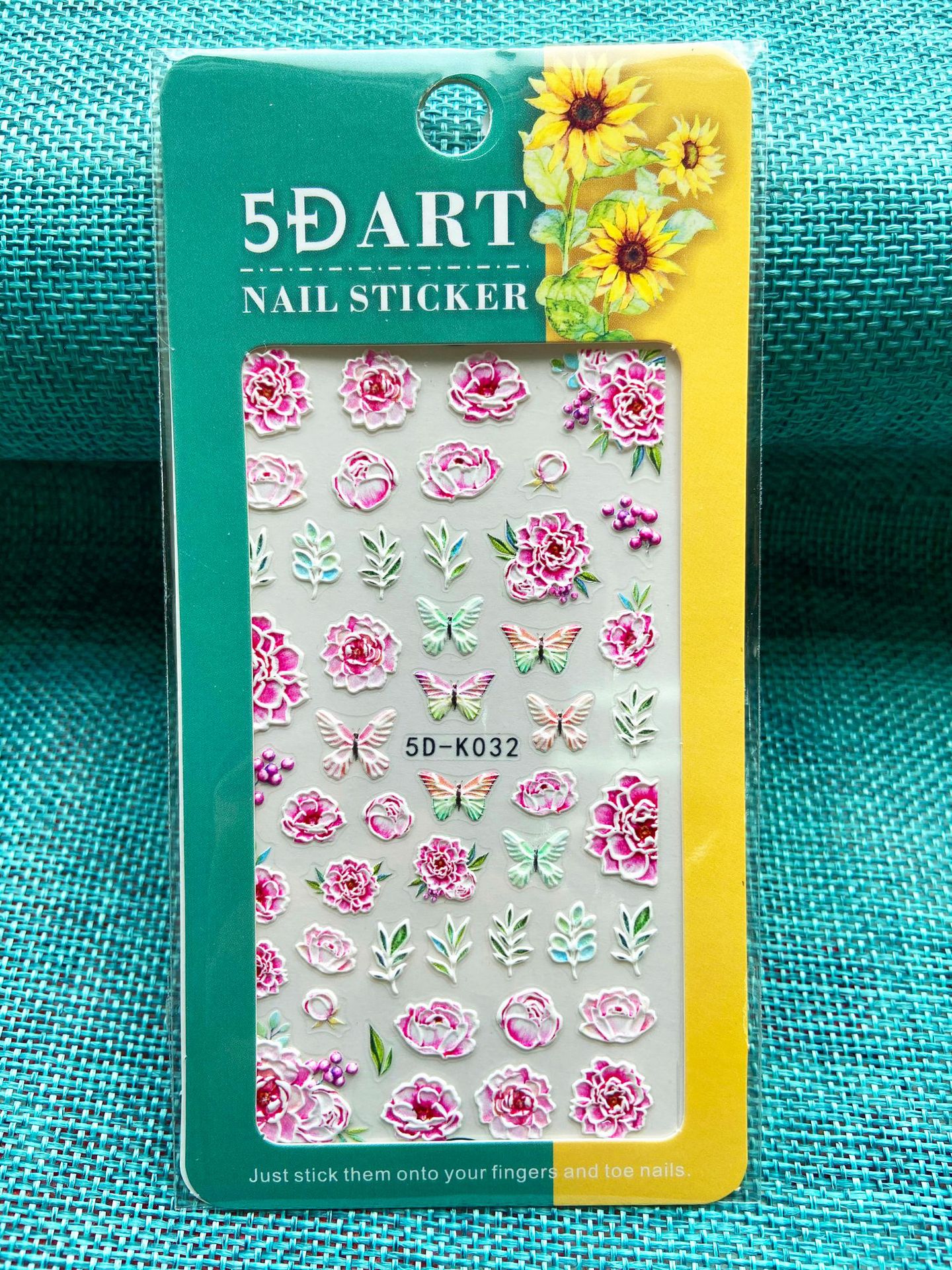 5D Embossed Spring Flower Butterfly Leaf Nail sticker