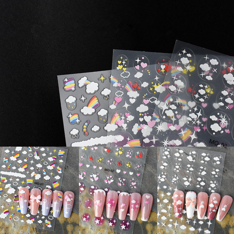 Thin Rainbow Heart Nail Diy Sticker