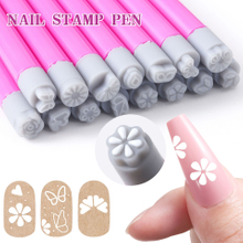 6 Pcs Nail Art Stamp Pen Set Silicone Nail Stamp Pen