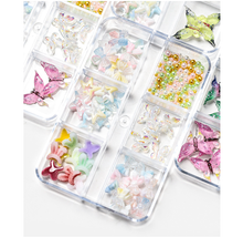 Mixed Bowknot Fluorescent Butterfly Starfish 6 Grid Nail Charm Nail Decoration