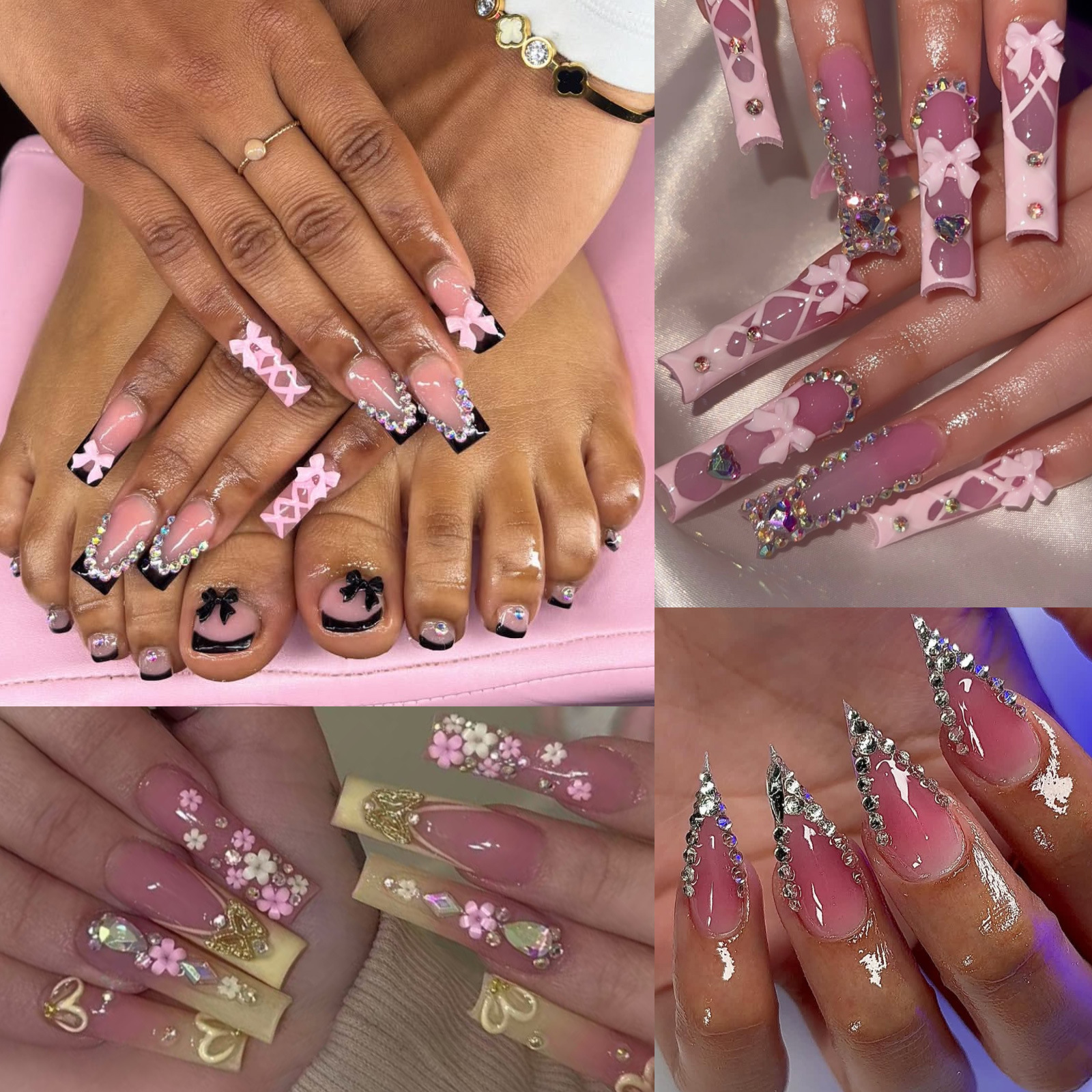 12 Grid Bow Butterfly Shell Mixed Nail Decoration