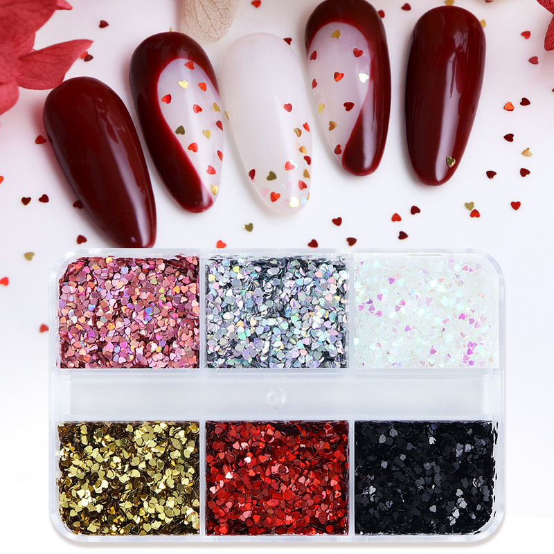 1MM Nail Sequins Laser Heart Shape Nail Accessories