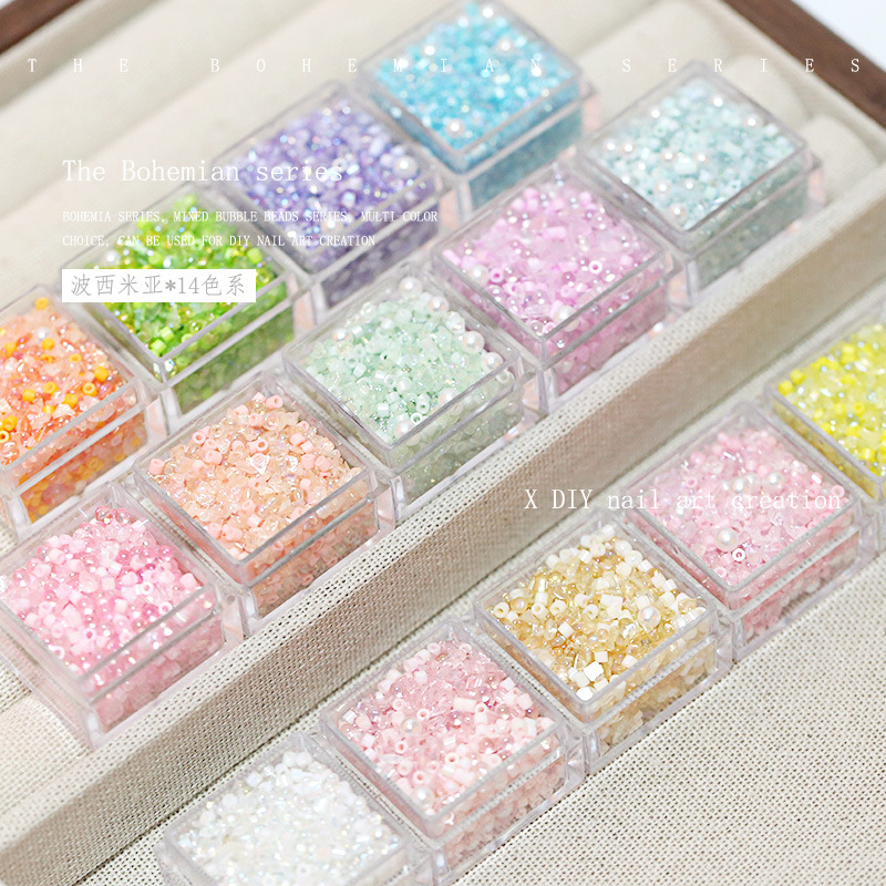 Colorful Bohemian Series Beads Mixed Sizes Pearl Nail Accessories Resin Special-shaped Nail Decoration