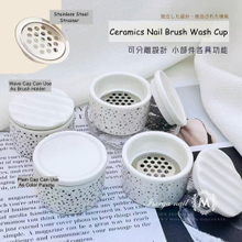 Ceramics Nail Brush Wash Cup With Strainer