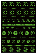 D020 Glow In Night Brand Logo 3D Nail Art Sticker