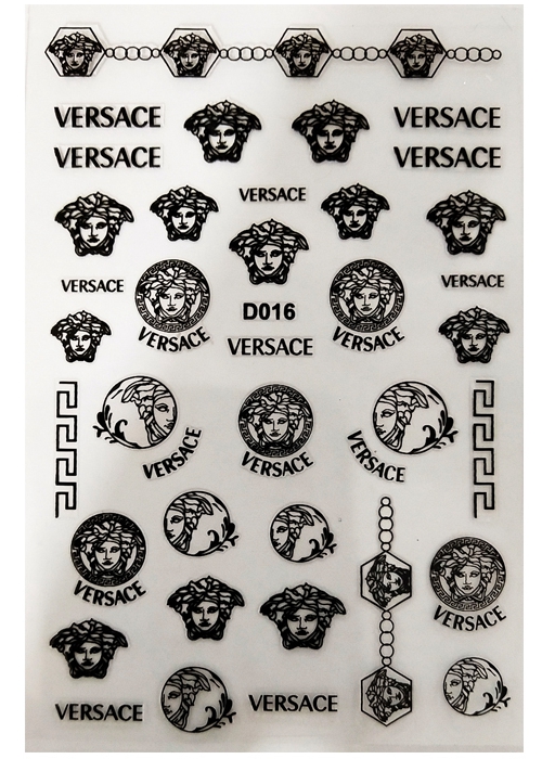 D016 VERSACE 6 colors available Brand Logo 3D Nail Art Sticker