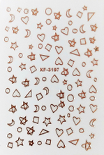 XF3197 Rose Gold 3D Nail Art Sticker