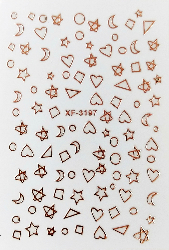 XF3197 Rose Gold 3D Nail Art Sticker