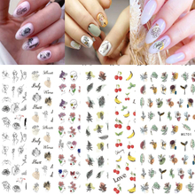 WG692-703 Face Blackboard Drawing Plants Nail Sticker