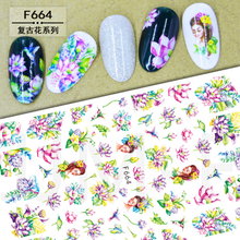 F664 lotus flower Nail art sticker