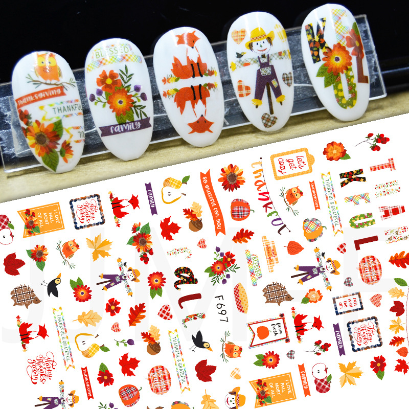 F697 Autumn Fall Season Self-adhesive Nail Art Sticker