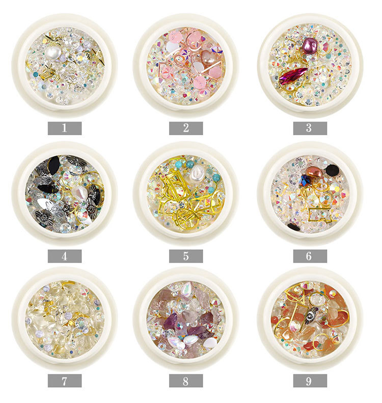 Royal Storm Flat Shaped Rhinestone Pearl Metal Ring Nail Decoration