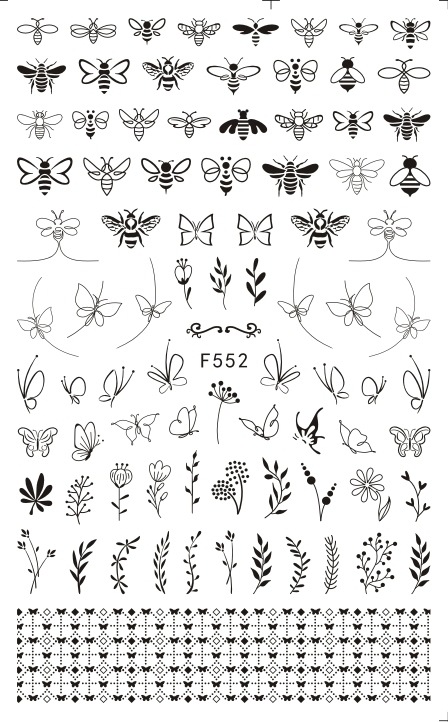 F552 4 Colors Gold Silver Black White 3D Self Adhesive Nail Art Sticker