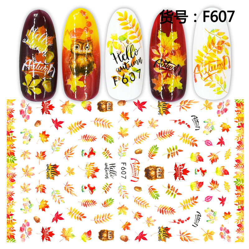 F607 The Autumn Fall season 3D Self Adhesive Nail Art Sticker 