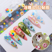 New Embossed Flower Series Dessert Style 5D Sticker