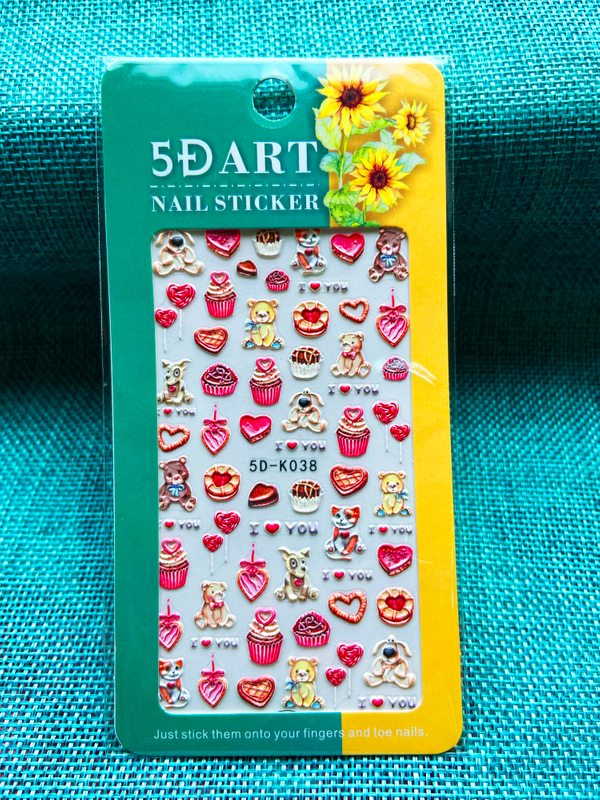 5D Embossed Animal Cake Candy Nail Sticker