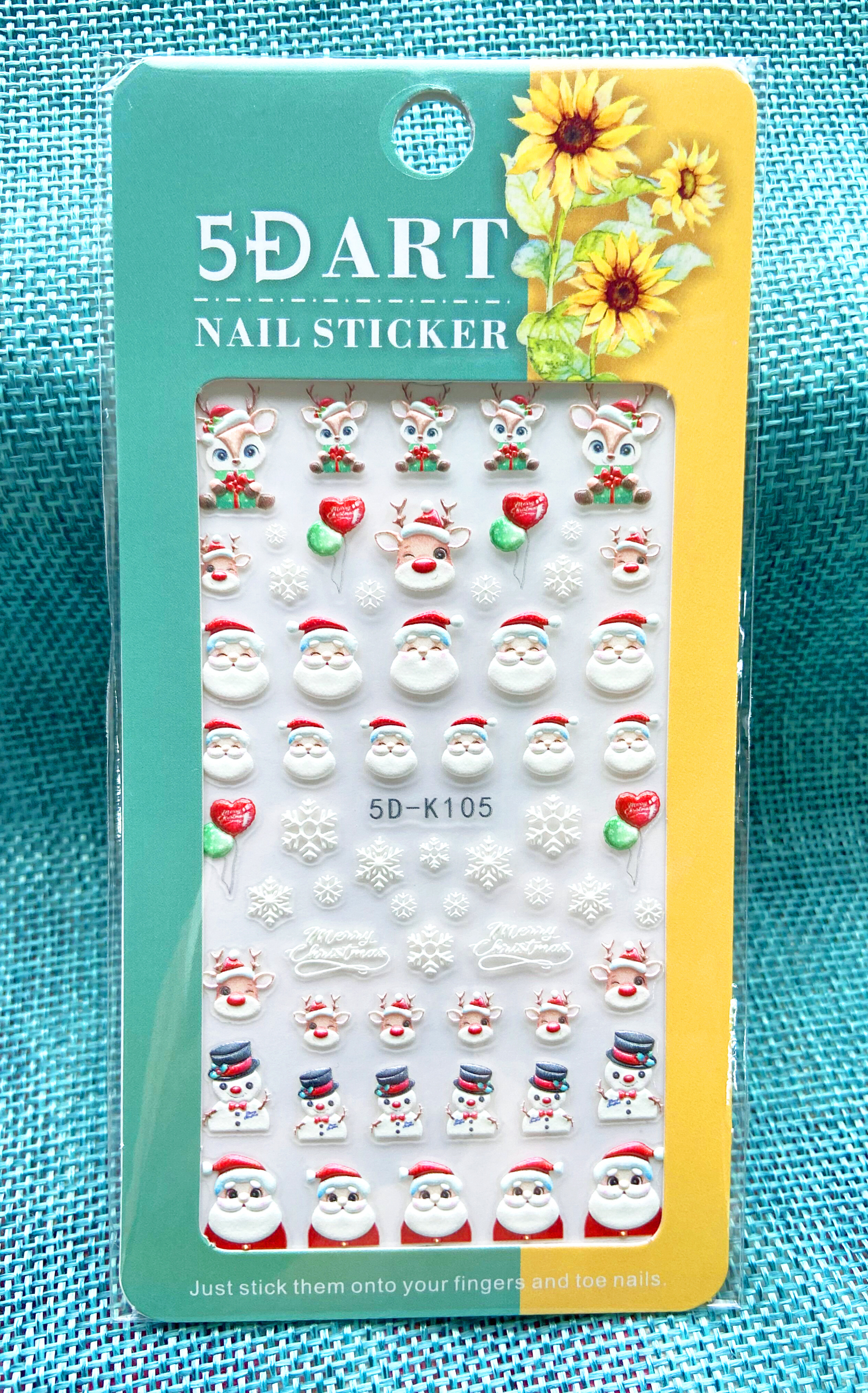 Merry Christmas 5D Embossed Nail Sticker