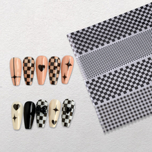Abstract Minimalist Checkerboard Nail Transfer Foil Sticker 