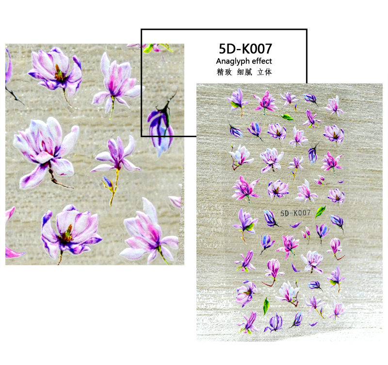 5D Embossed Spring Bird Flowder Nail sticker
