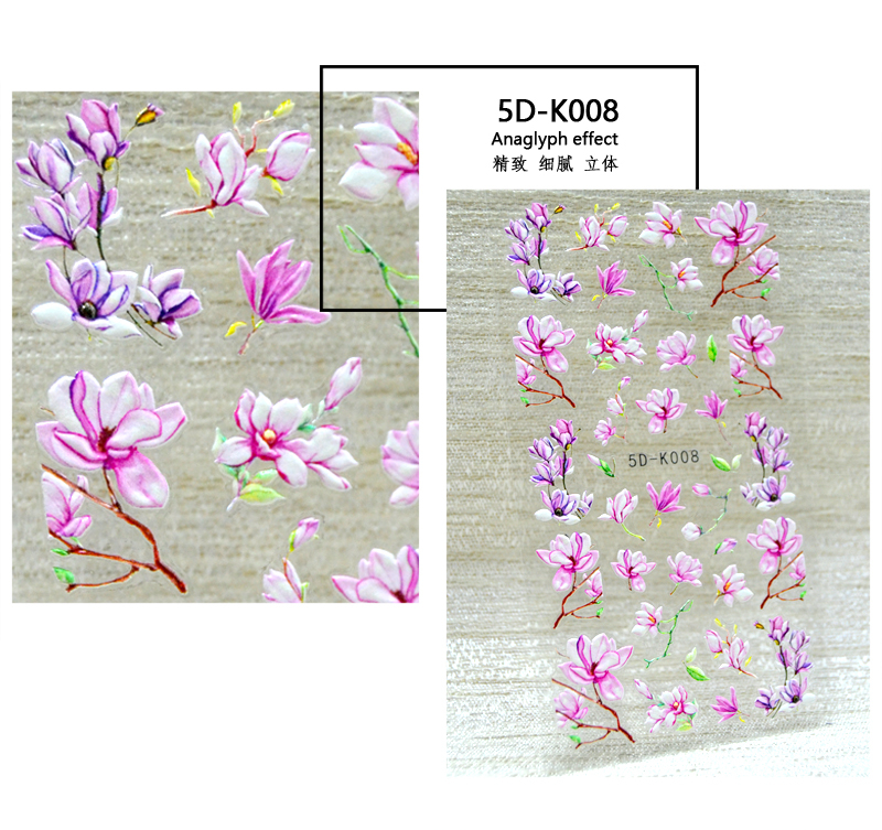 5D Embossed Spring Bird Flowder Nail sticker