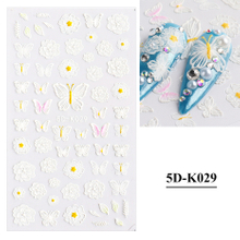 5D Embossed Spring Sumber Butterfly Leaf Flower Nail sticker