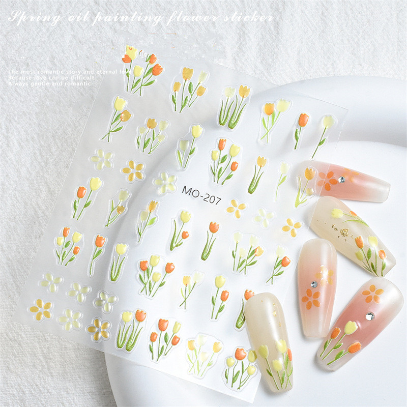 Spring Tulip Adhesive Nail Sticker