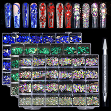 24 Grid Flat Nail Rhinestone Set