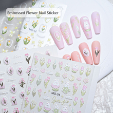 Embossed Tulip Adhesive Nail Stickers