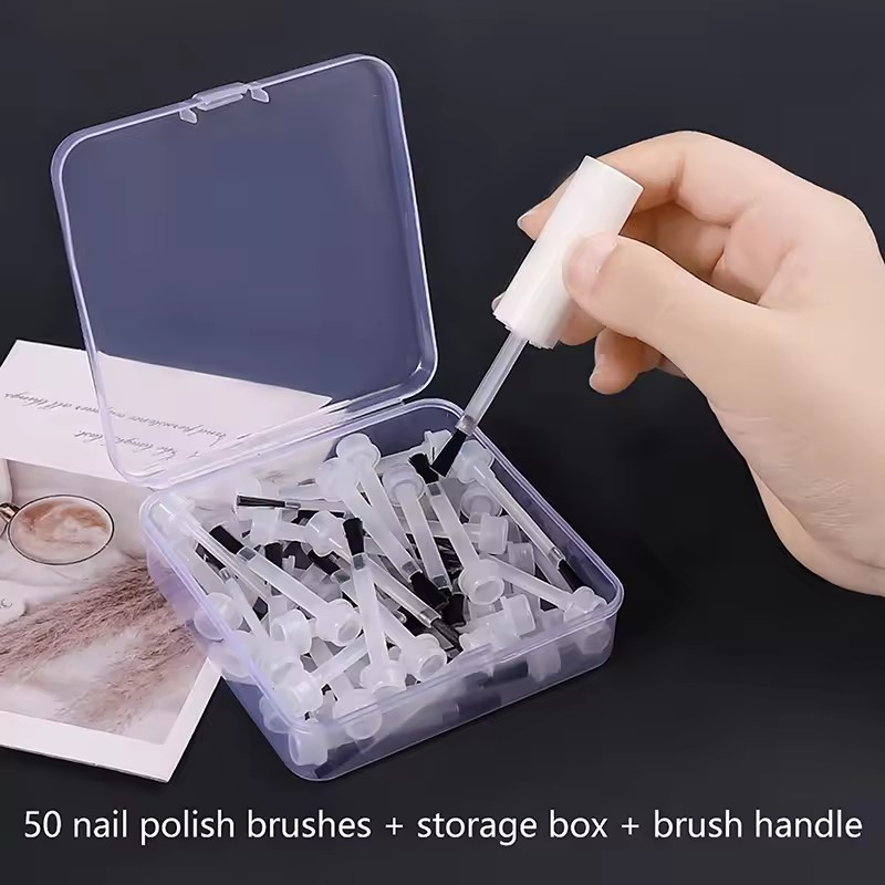 50Pcs/Box Disposable Nail Polish Brush Nail Polish Bottle Replacement Brush