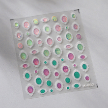 Realistic Pink Green Colore 3d Nail Sticker