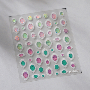 Realistic Pink Green Colore 3d Nail Sticker