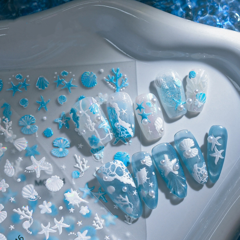 New Summer Waves Shell Nail Sticker