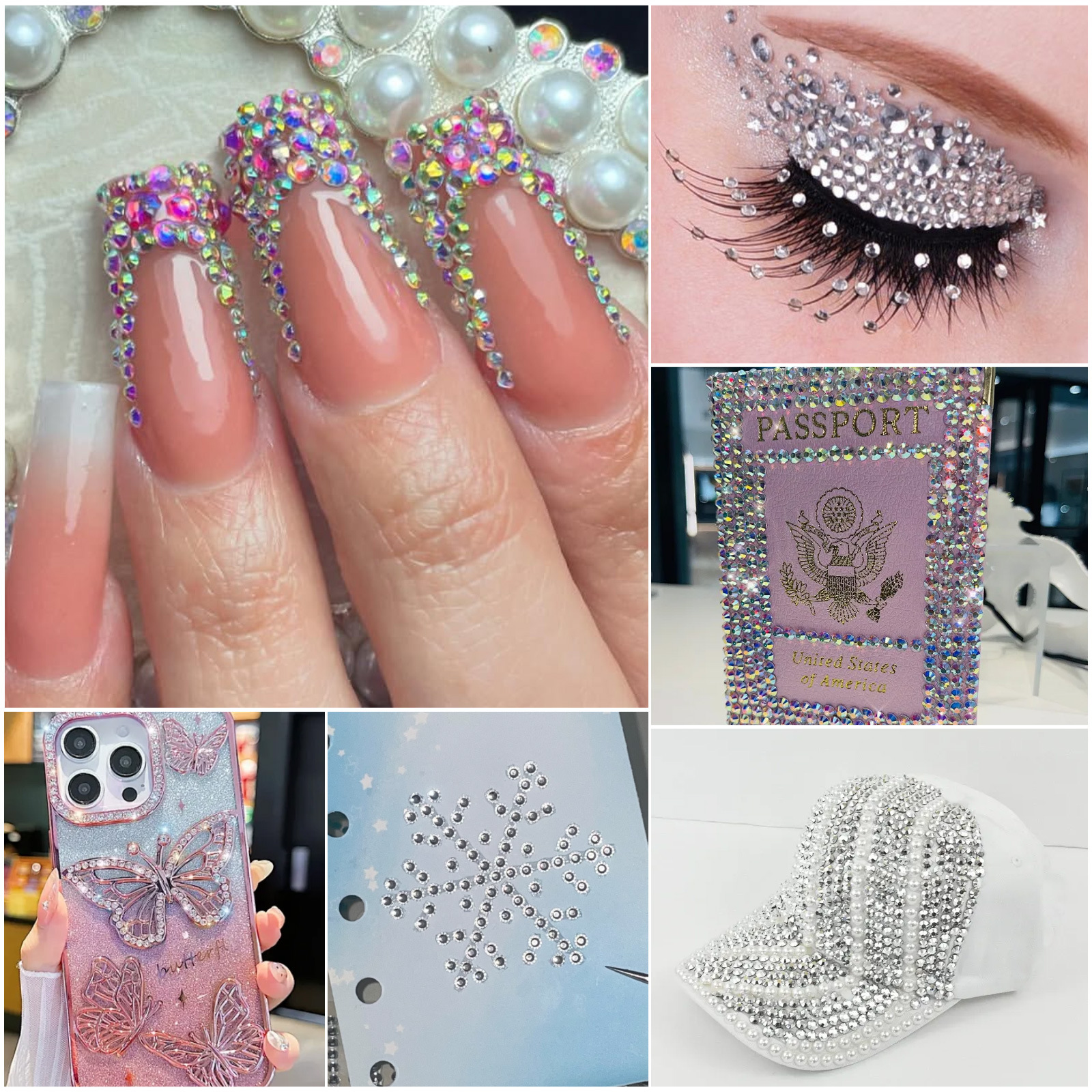 24 Grid Flatback Mixed Nail Rhinestone Nail Jewelry