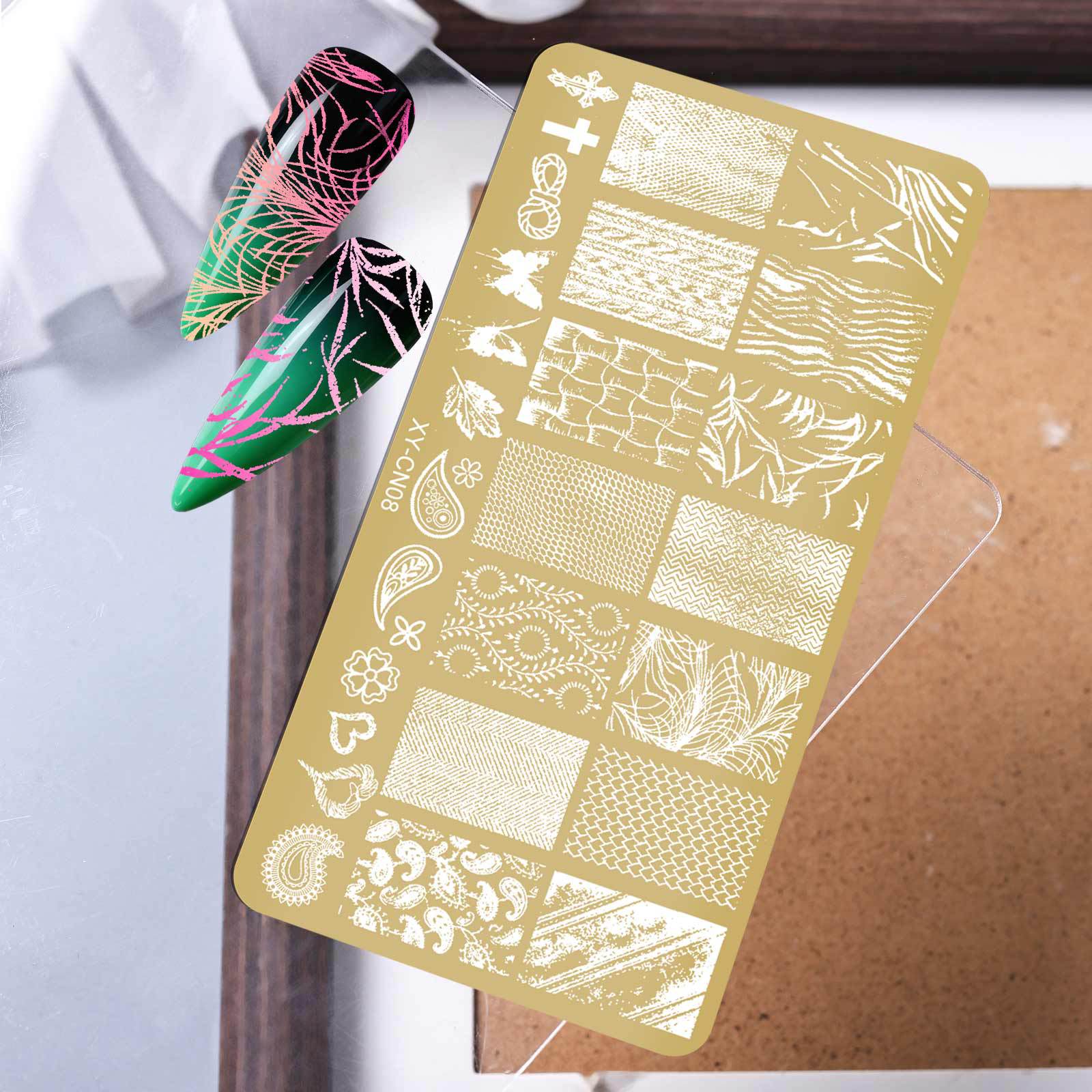 Lace Butterfly Different Design Gold Nail Stainless Steel Stamping Plate 6*12cm